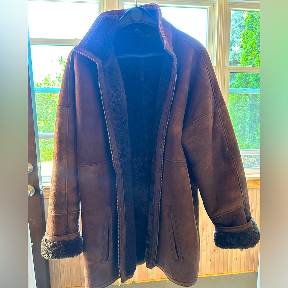 Chocolate brown sheepskin coat